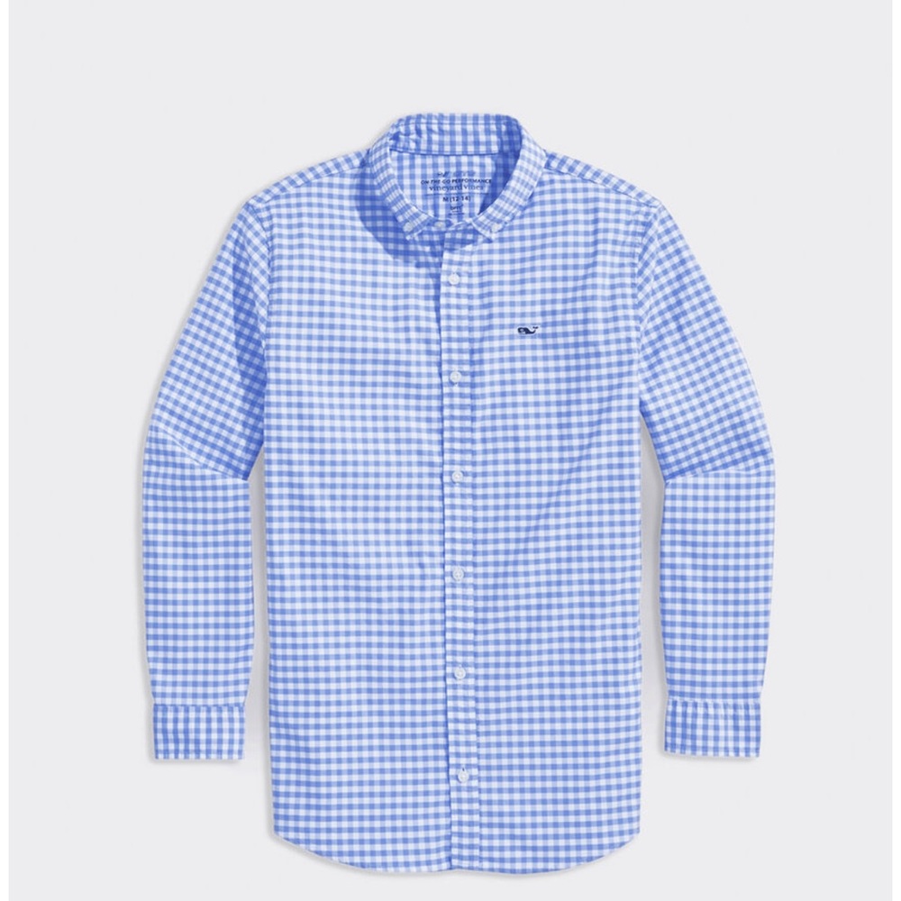 Vineyard Vines Kids Blue Gingham Button Down Shirt